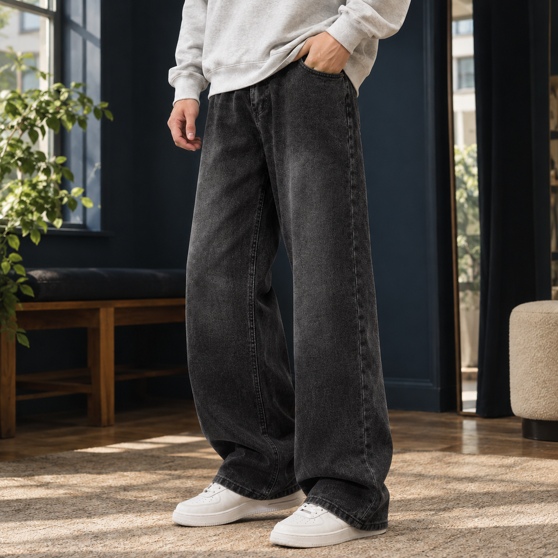 Nathaniel Wide Leg Jeans - Black Xk