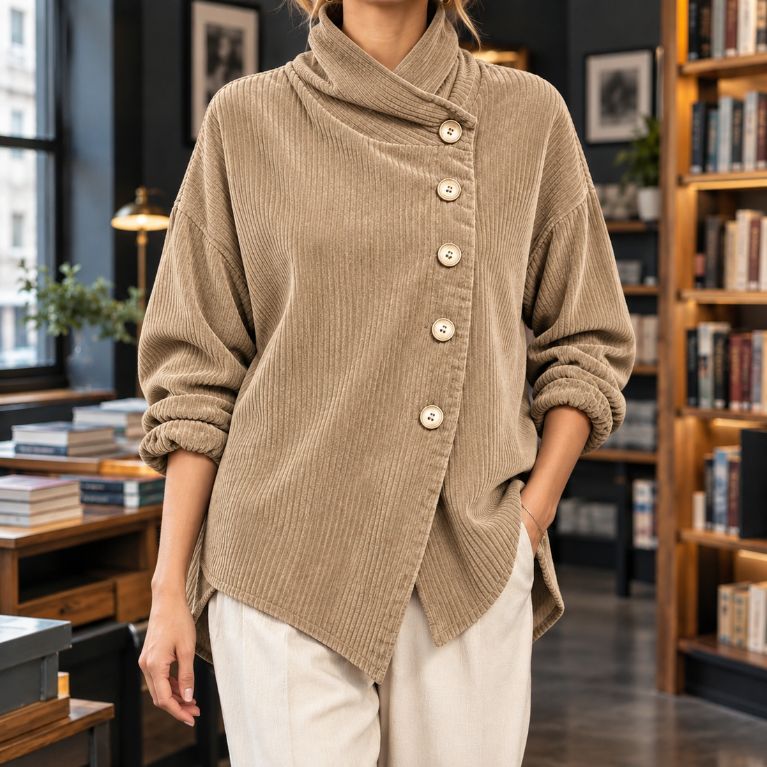 Hallie Asymmetric Jacket - Khaki