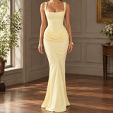 Diantha Corset Maxi Dress - Pale Yellow