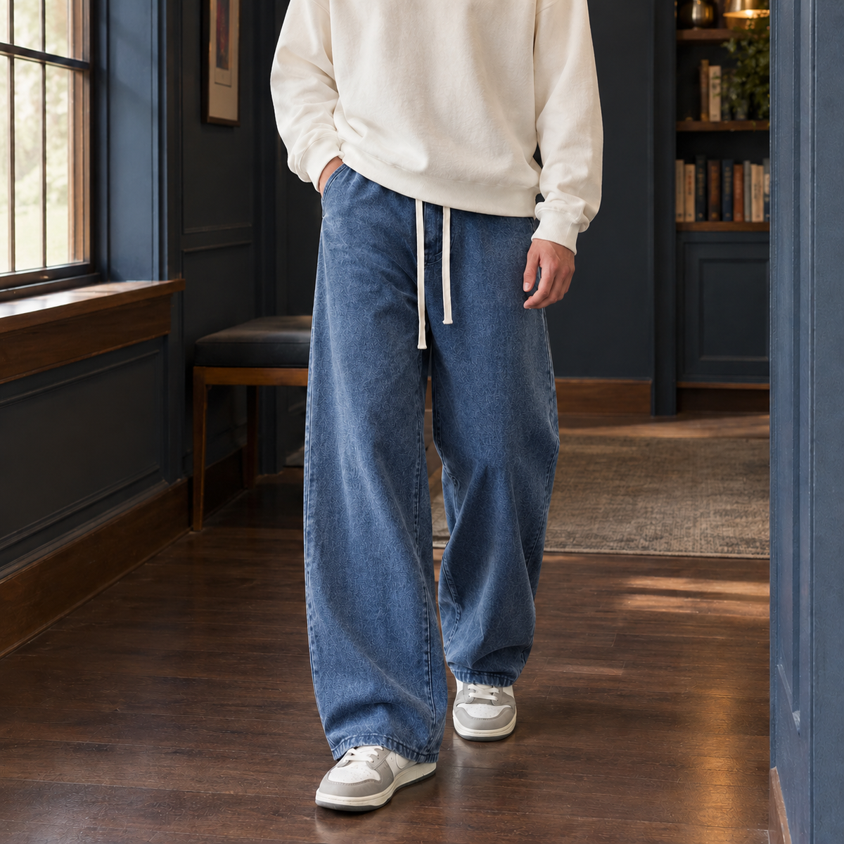 Austin Wide Leg Pants - Medium Blue