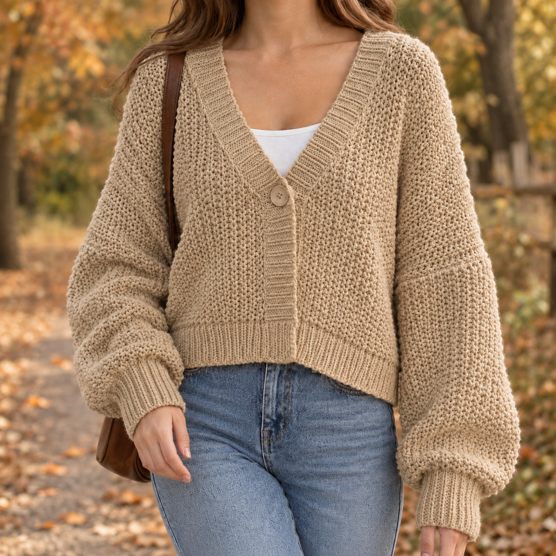 Cassidy One Button Cardigan - Khaki