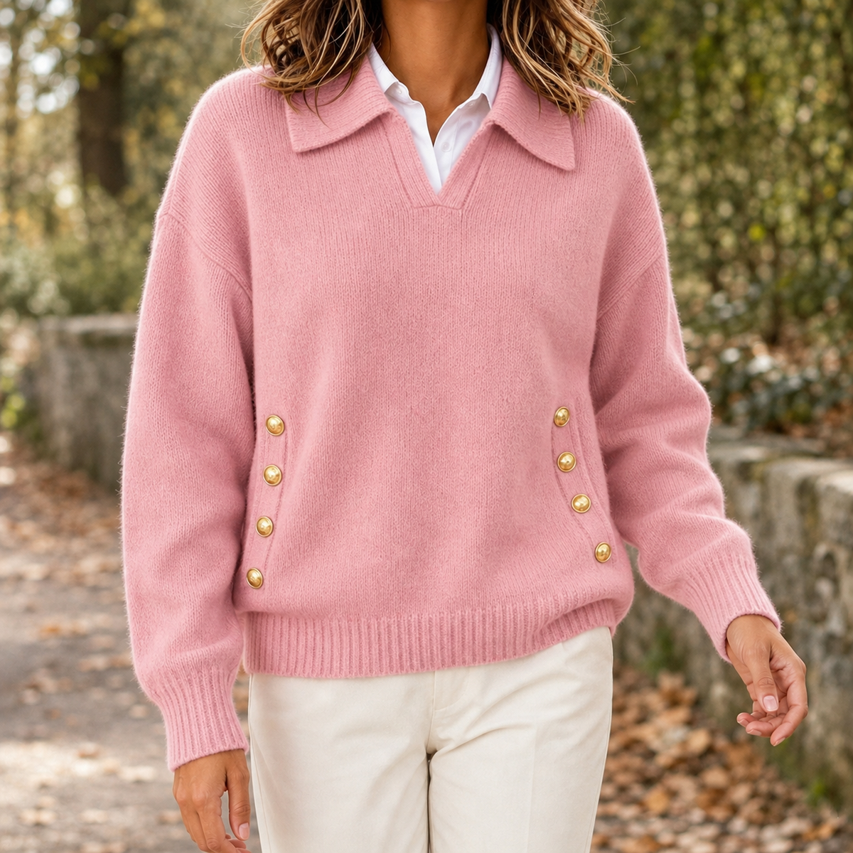 Ottilie Collared Sweater - Pink