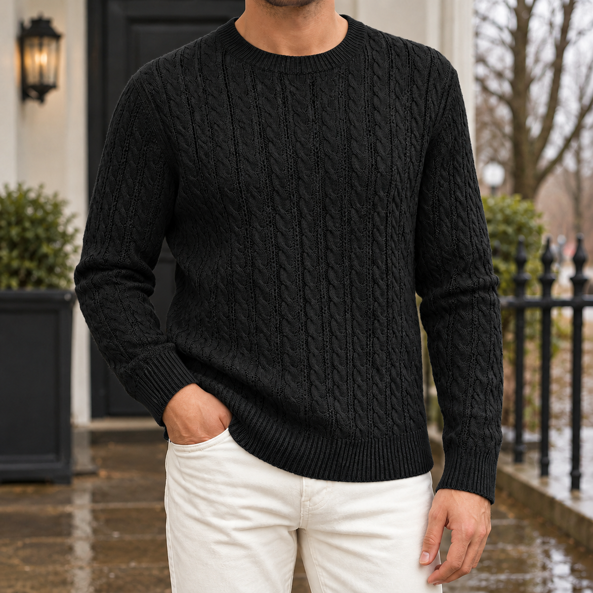 Emilio Cable Knit Sweater - Black