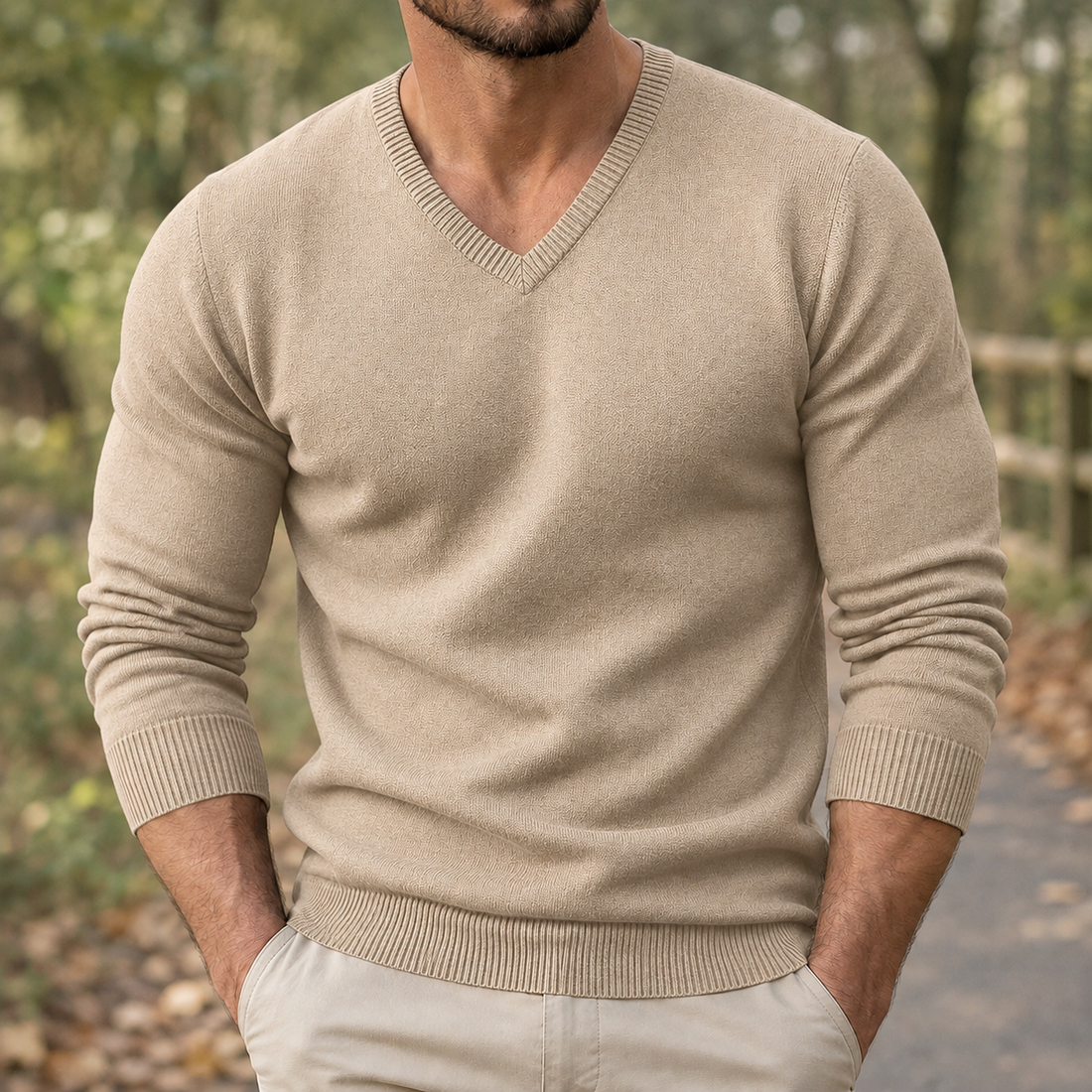 Maximilian V Neck Sweater - Camel