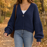 Cassidy One Button Cardigan - Navy Blue