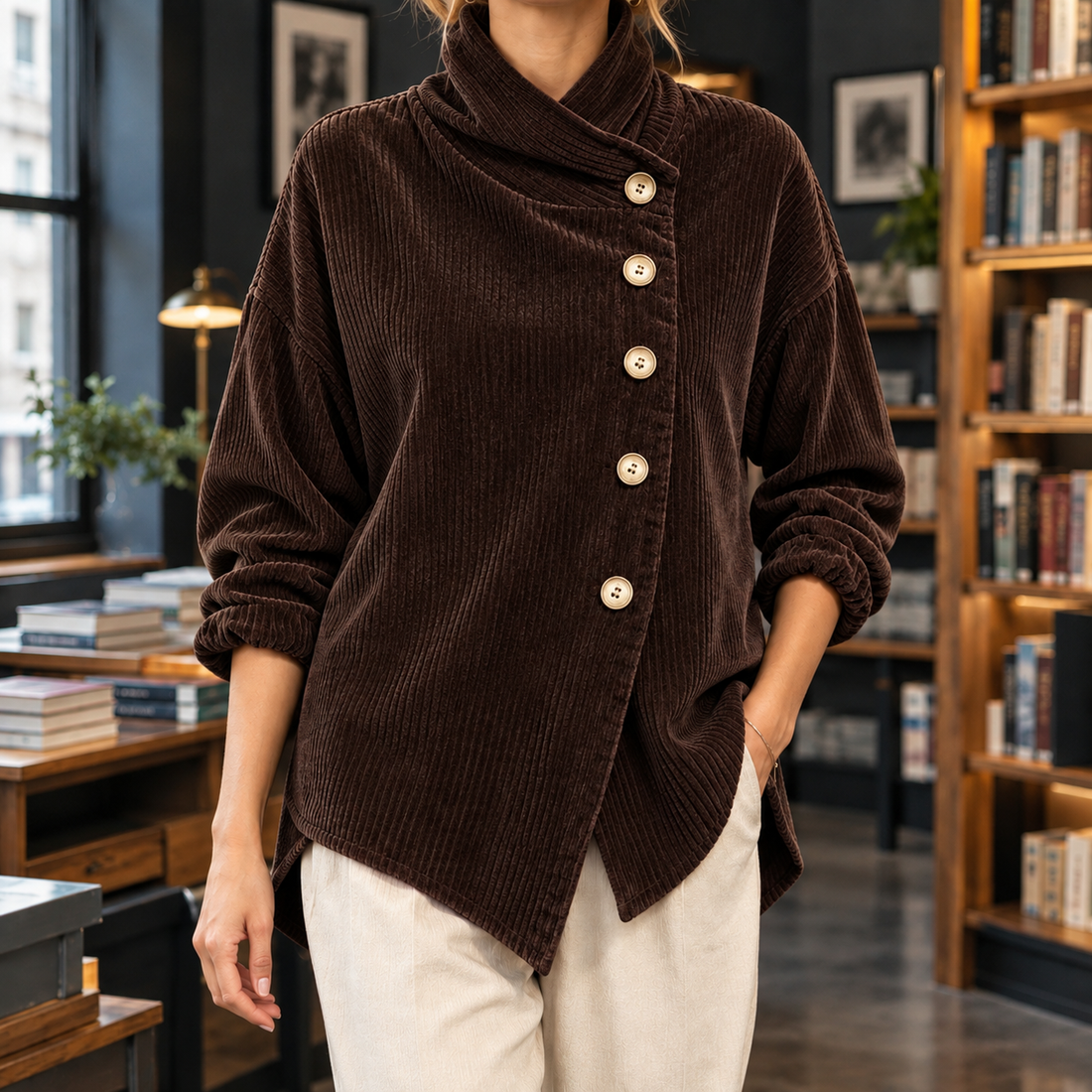 Hallie Asymmetric Jacket - Dark Brown