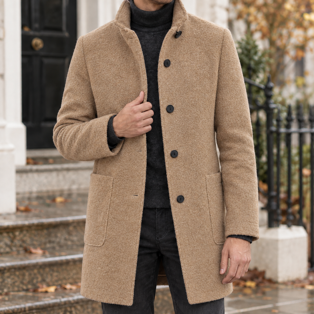 Balthasar Stand Collar Jacket - Camel