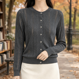 Lorelei Pointelle Cardigan - Dark Gray