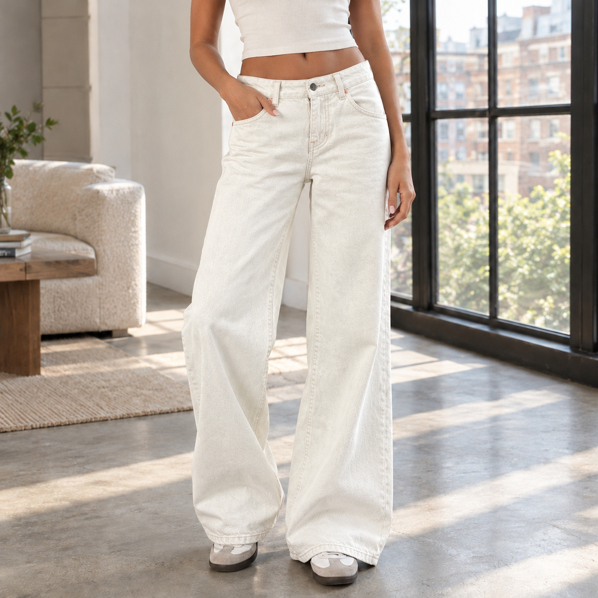 Gabrielle Wide Leg Jeans - White