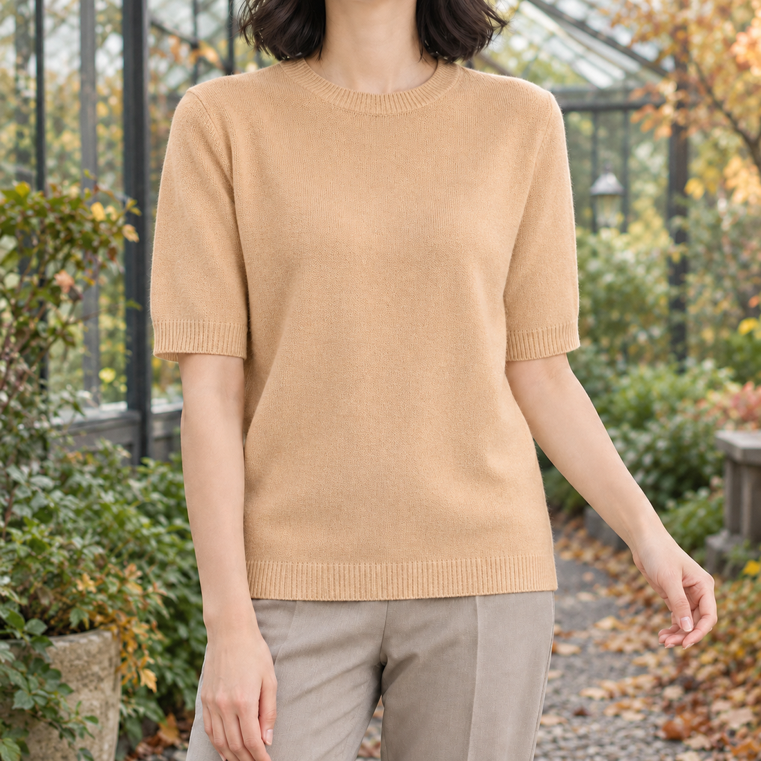 Valentina Crew Neck Sweater - Yellow Camel