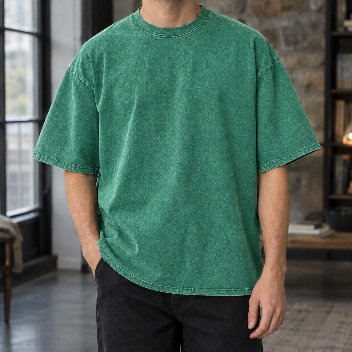 Sander Washed T Shirt - Grass Green