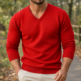 Maximilian V Neck Sweater - Bright Red