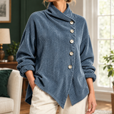 Paige Asymmetric Corduroy Top - Sea Blue