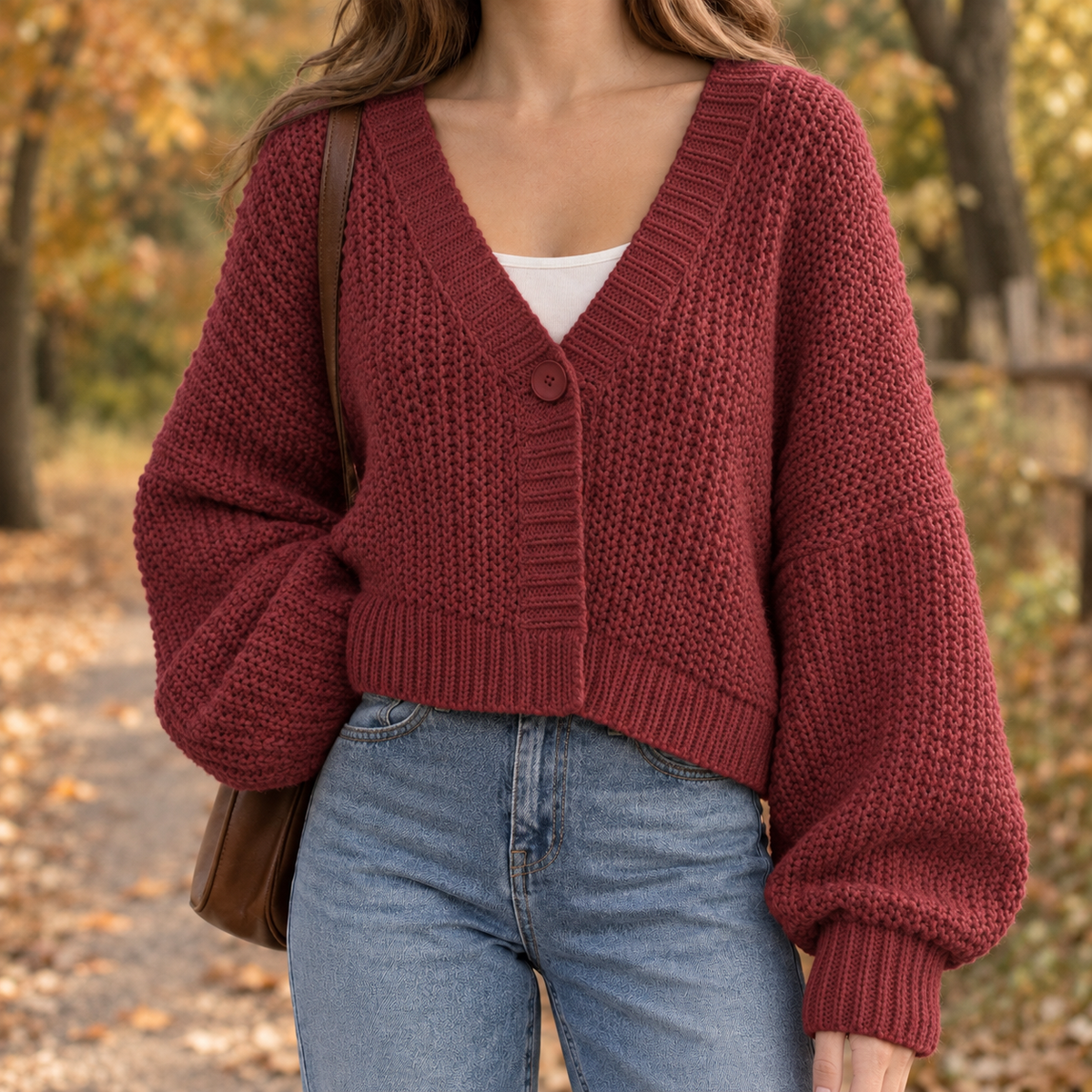 Cassidy One Button Cardigan - Brick Red