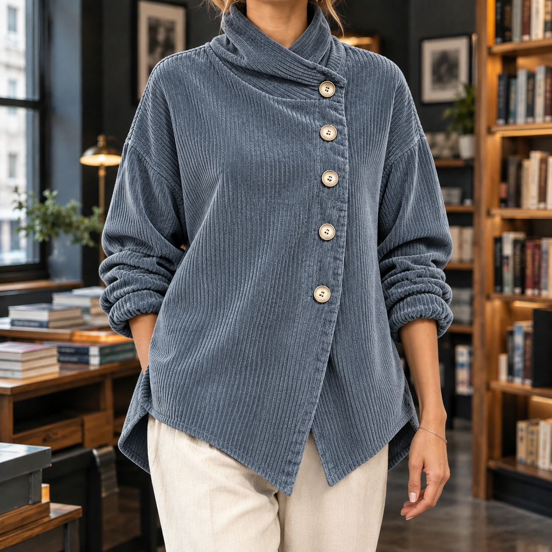 Hallie Asymmetric Jacket - Sea ​​blue